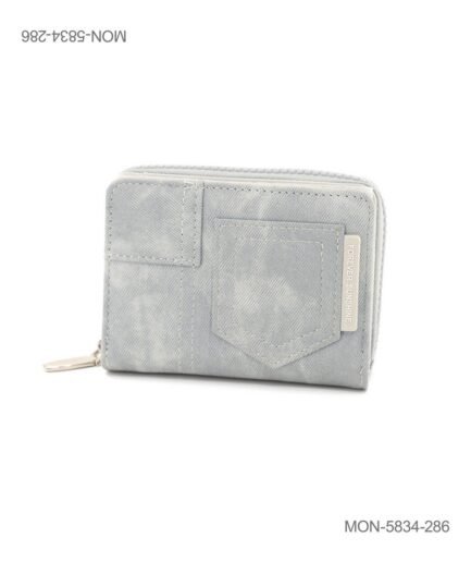 Billetera Corta con Cierre en Textura Denim Celeste "Forever Sunshine" MON5834