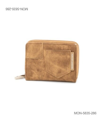 Billetera Corta con Cierre en Textura Denim Marron “Forever Sunshine” MON5835