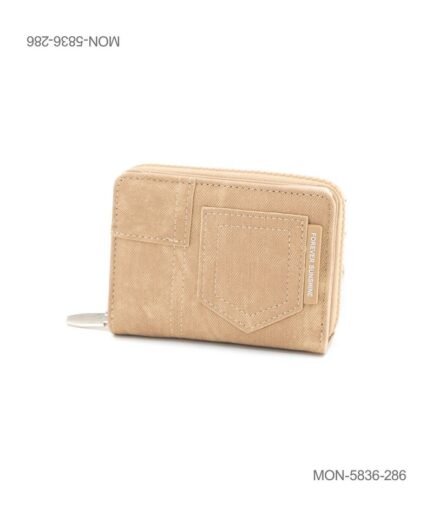 Billetera Corta con Cierre en Textura Denim Crema “Forever Sunshine” MON5836