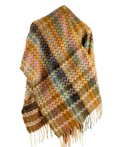 Ruana de tejido multicolor con diseño en zigzag P0896