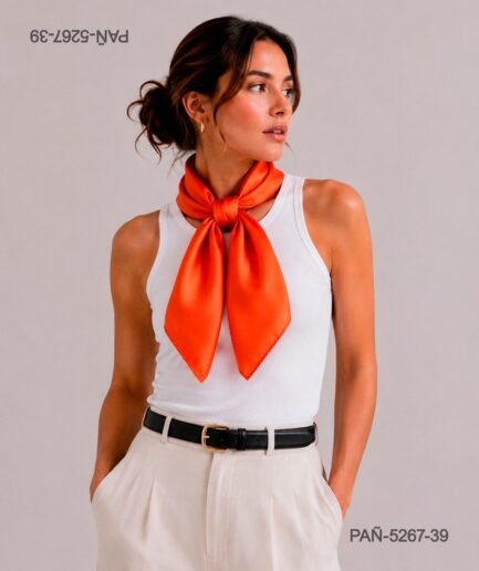 Pañuelo naranja satinado, vibrante y sofisticado PAÑ5267
