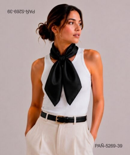 Pañuelo negro satinado, sofisticado y atemporal PAÑ5269