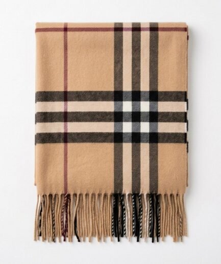 Pashmina clásica de cuadros en tonos beige con flecos PAS027