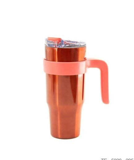 Mug Térmico de Acero Inoxidable con Asa y Detalles en Rojo TE5020