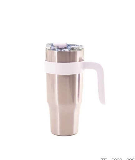 Mug Térmico de Acero Inoxidable con Asa y Detalles en Beige TE5022