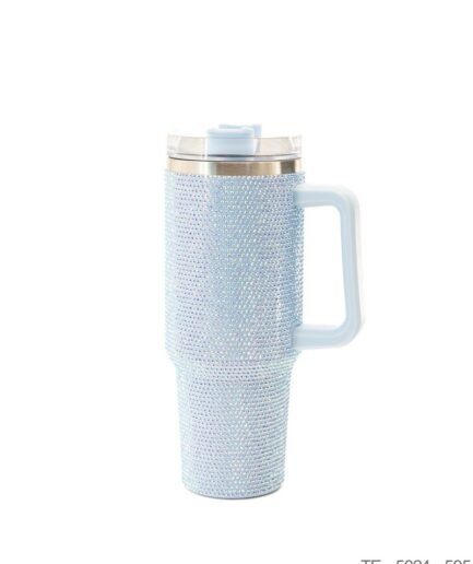 Mug Térmico Celeste con Recubrimiento de Cristales y Asa Integrada TE5024