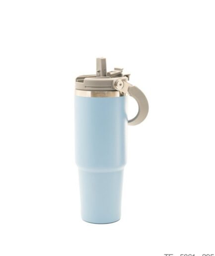 Mug Térmico Celeste con Asa Rebatible y Sorbete Integrado TE5061