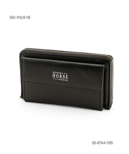 Billetera larga de cuerina con compartimento frontal y cierre perimetral (color negro) BI6744