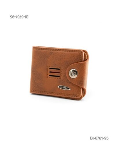 Billetera plegable de cuerina para hombre con textura, broche y detalle de marca Savfox (color marrón) BI6761
