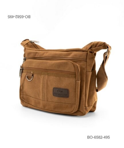 Bolso bandolera de lona para hombre o unisex con múltiples bolsillos frontales con cierre, correa ajustable para el hombro y detalle de la marca SHENGTIAN BO6582