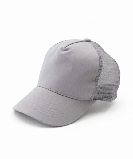 Gorra tipo camionero o trucker gris con malla trasera y frente liso sin estampado G0065