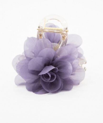 Pinza para cabello con adorno de flor grande de gasa color violeta PE0262