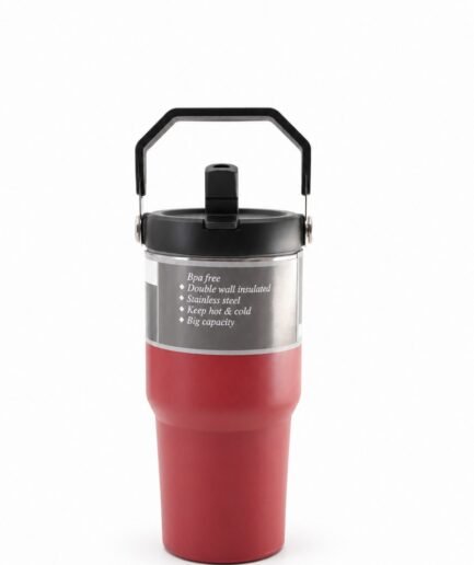 Vaso térmico de acero inoxidable en color rojo con aislamiento de doble pared, libre de BPA y gran capacidad T001 0148
